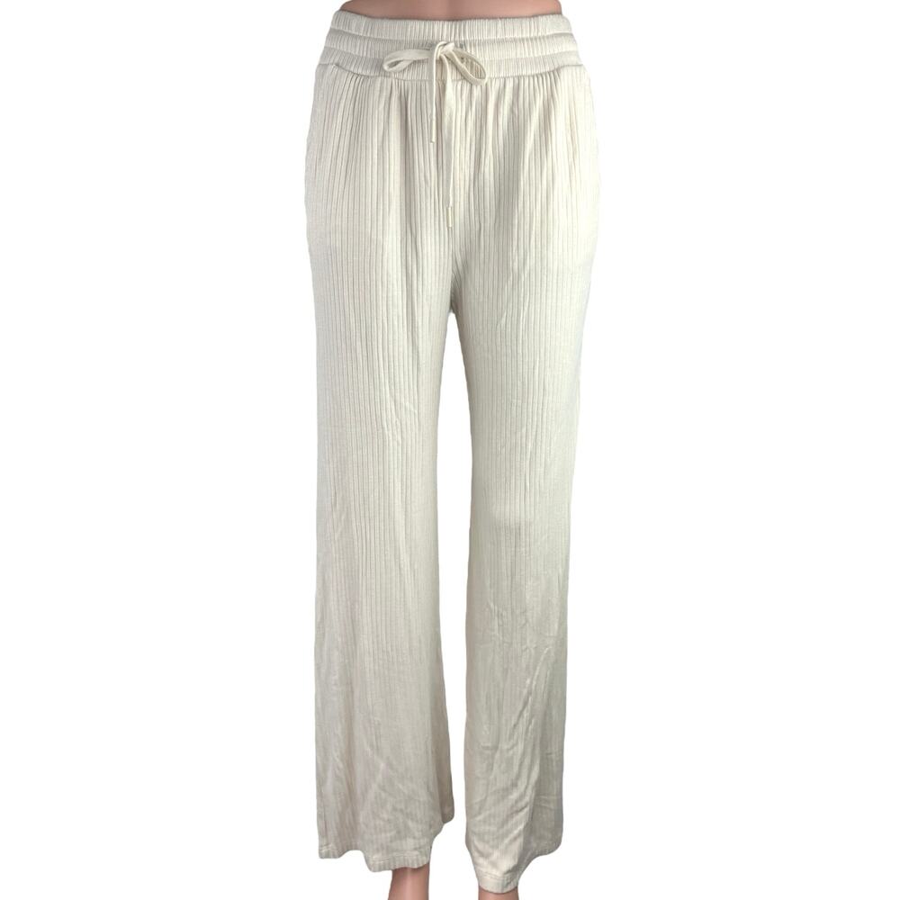 Beyond Yoga Ivory Ribbed Trousers